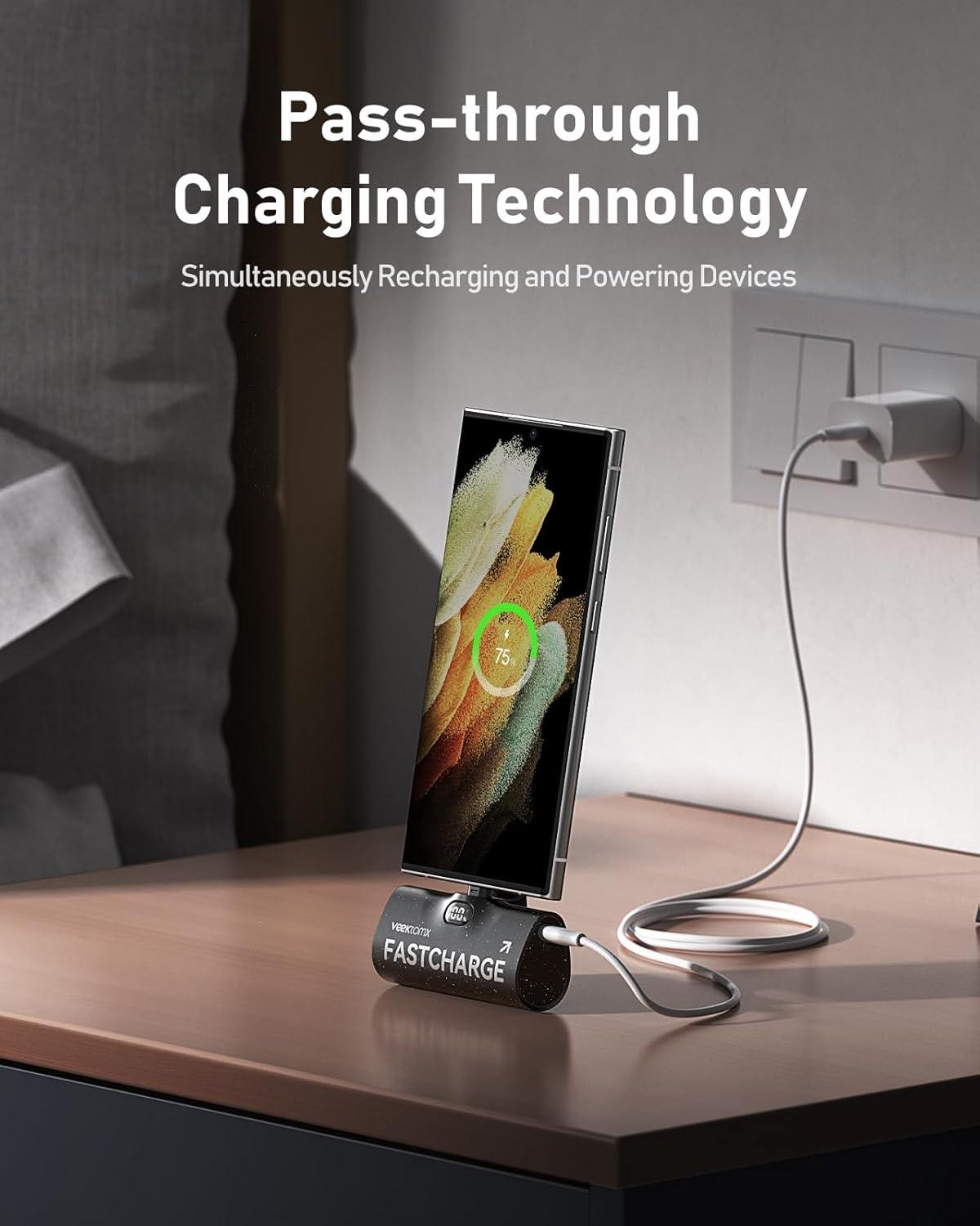 imageVEEKTOMX Mini Portable Charger USB C for iPhone 16 5000mAh Portable Power Bank 20W Fast Charging Compact ampamp Lightweight Small Battery Pack for iPhone 16 15 Samsung Galaxy S23S22 AirPodsBlack