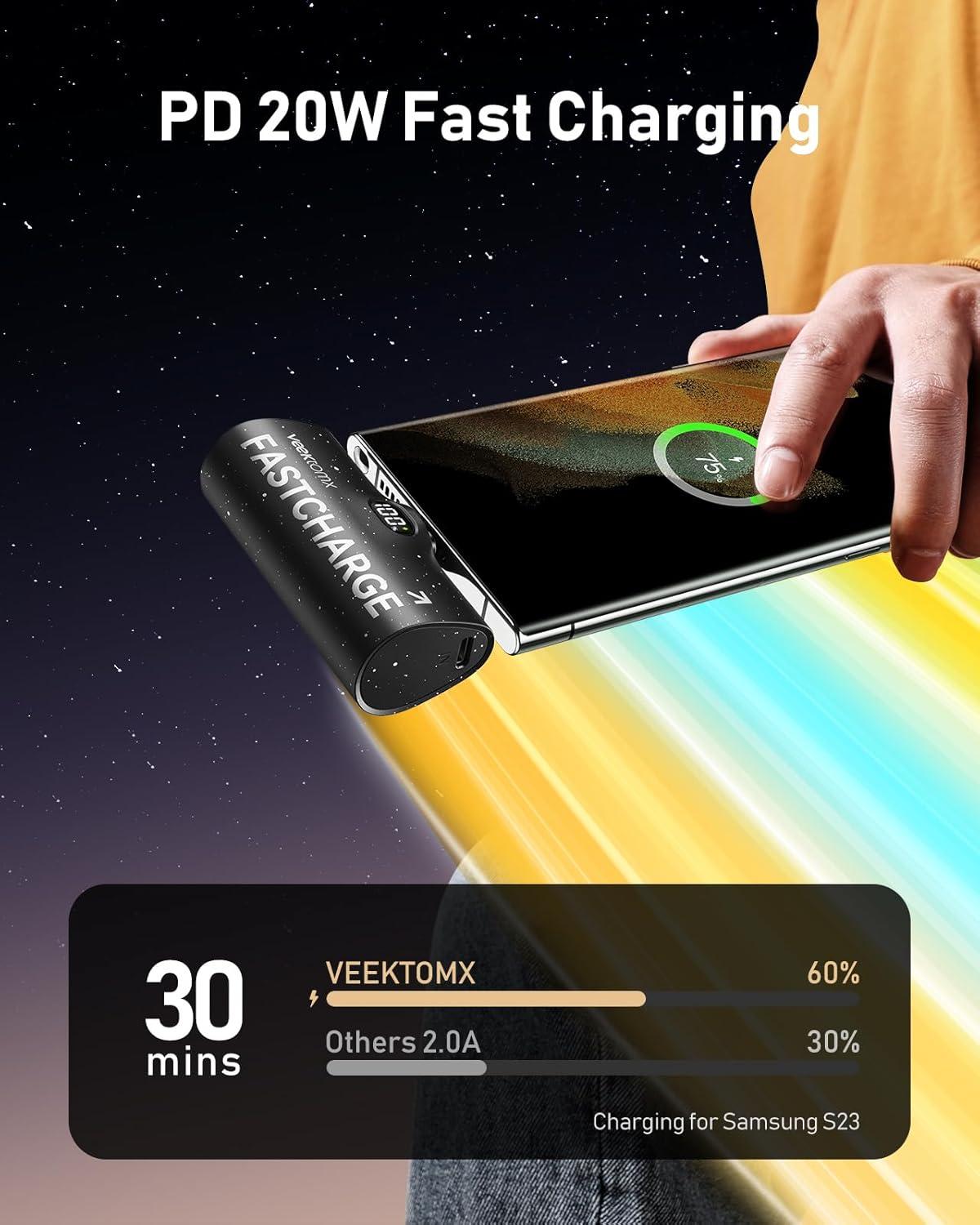 imageVEEKTOMX Mini Portable Charger USB C for iPhone 16 5000mAh Portable Power Bank 20W Fast Charging Compact ampamp Lightweight Small Battery Pack for iPhone 16 15 Samsung Galaxy S23S22 AirPodsBlack