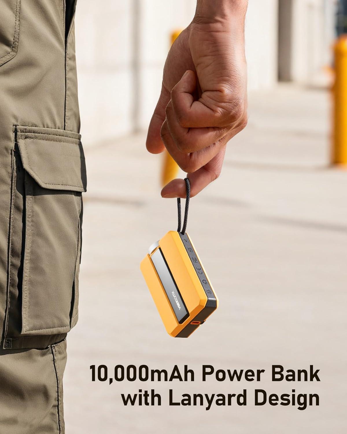 imageVEEKTOMX PD 30W Power Bank Fast Charging with Builtin USB C Cable for iPhone Small Portable Charger 10000mAh Portable Apple Watch Charger Compact Battery Pack for iPhone 161515 Plus YellowLightning Yellow