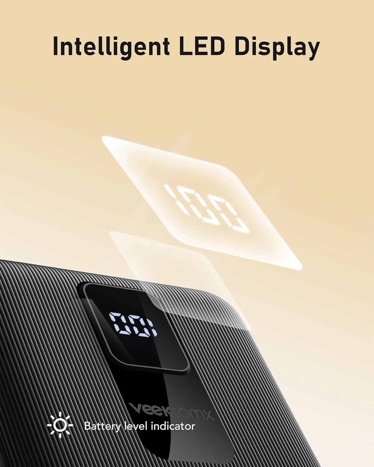 imageVEEKTOMX Portable Charger 30000mAh Power Bank Fast Charging with PDampampQC USB C 4 USB Outputs Battery Pack Backup with LED Display Compatible with iPhone 1514131211 Pro iPad Android Samsung LG etc