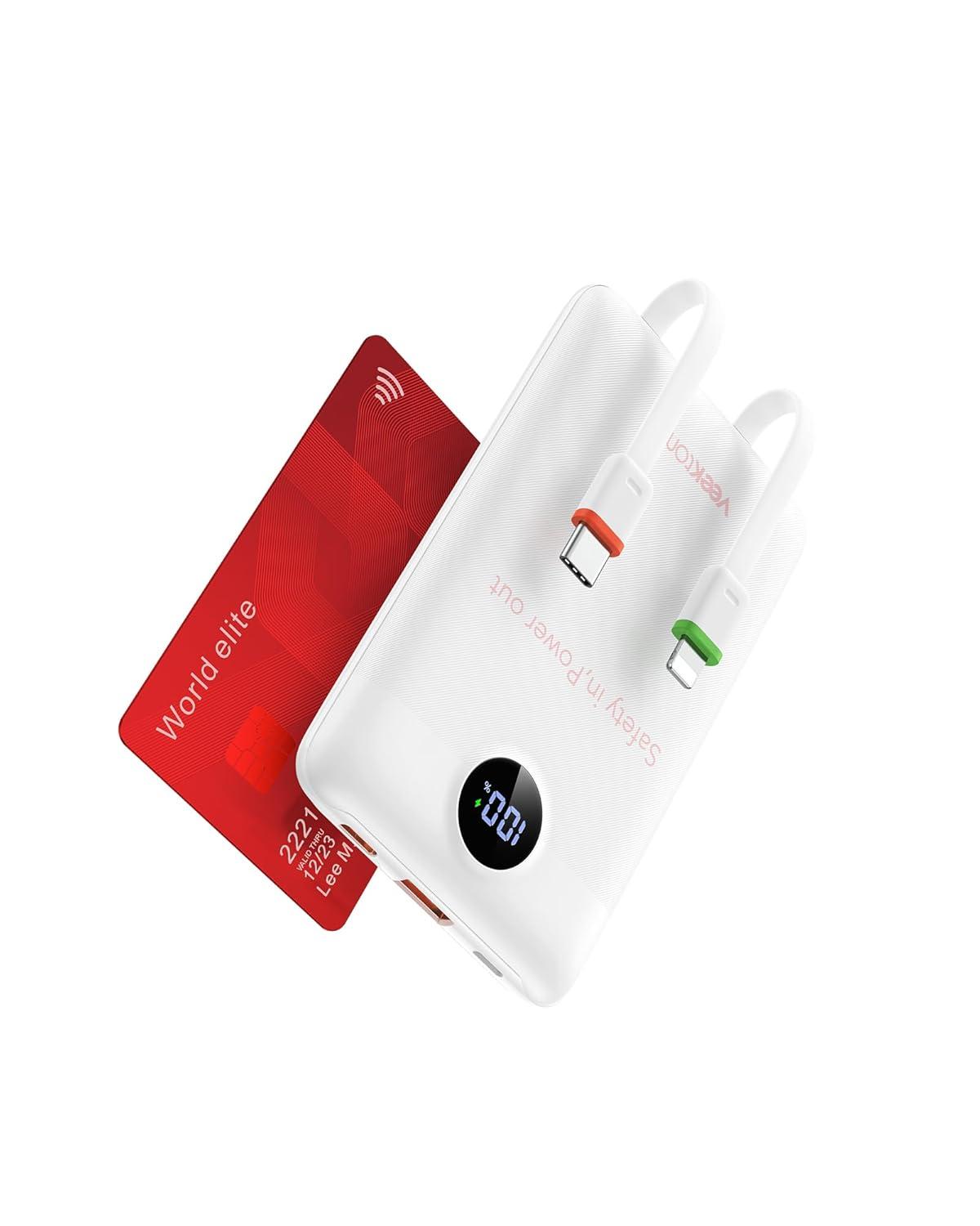 imageVEEKTOMX Portable Charger10000mAh Power Bank with Builtin Cable and 225W Fast ChargingTravel Camping Essentialfor iPhone 17161514Samsung 2524and More
