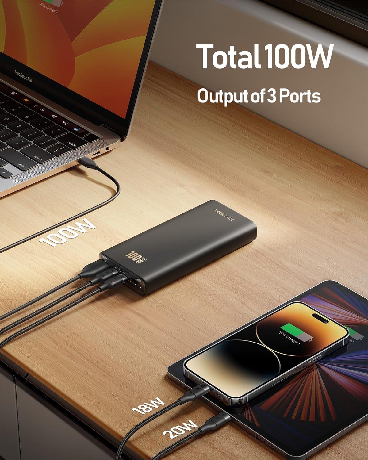 imageVEEKTOMX Power Bank Fast Charging 65W 20000mAh Laptop Portable Charger USB C PDampamp QC 30 Battery Pack Compatible with iPhone 14131211 Pro Mini IPad Samsung Switch MacBook Dell XPS IPad