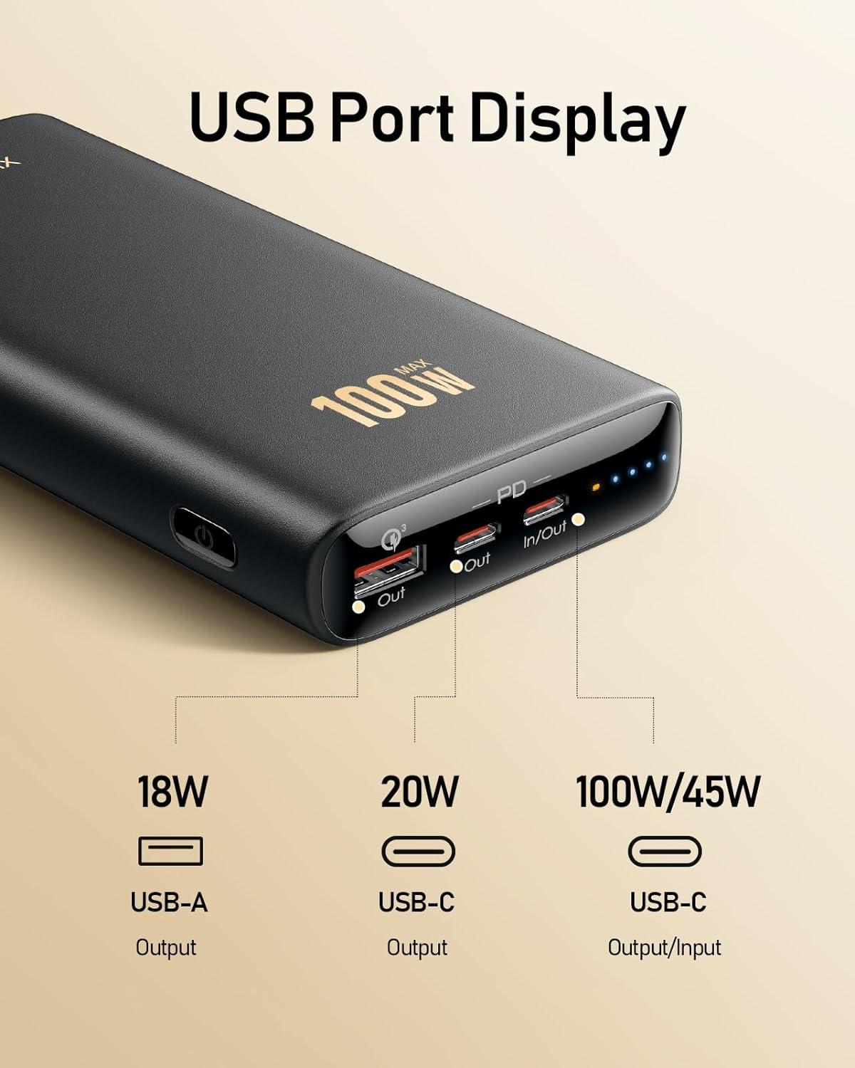 imageVEEKTOMX Power Bank Fast Charging 65W 20000mAh Laptop Portable Charger USB C PDampamp QC 30 Battery Pack Compatible with iPhone 14131211 Pro Mini IPad Samsung Switch MacBook Dell XPS IPad