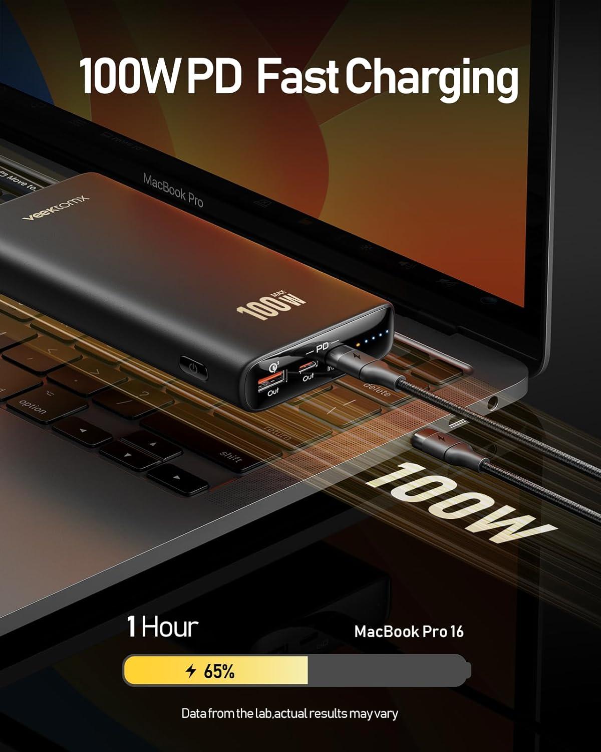 imageVEEKTOMX Power Bank Fast Charging 65W 20000mAh Laptop Portable Charger USB C PDampamp QC 30 Battery Pack Compatible with iPhone 14131211 Pro Mini IPad Samsung Switch MacBook Dell XPS IPad