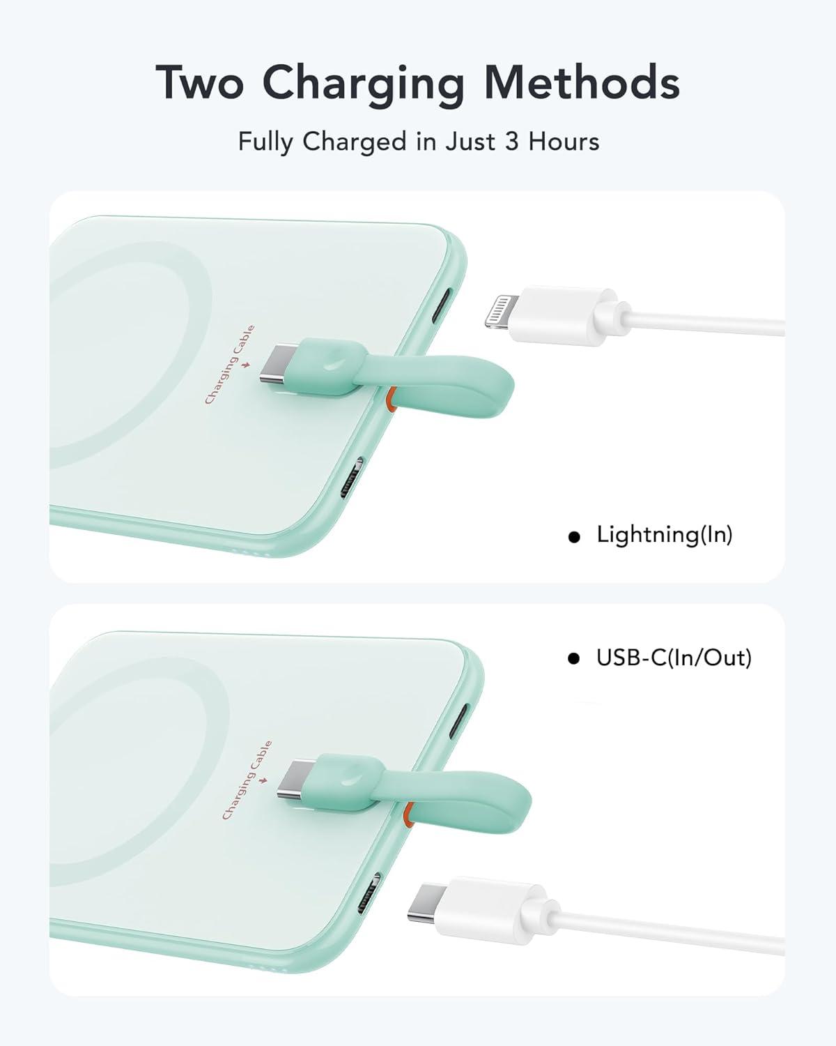 imageVEEKTOMX Slim Portable Charger 5000mAh Lightweight Power Bank with Wired USB C Cable Ultra Thin Battery Pack Compatible with iPhone 15PlusProPro MaxSamsungAndroidNonWireless Charging BlackUSBC Blue