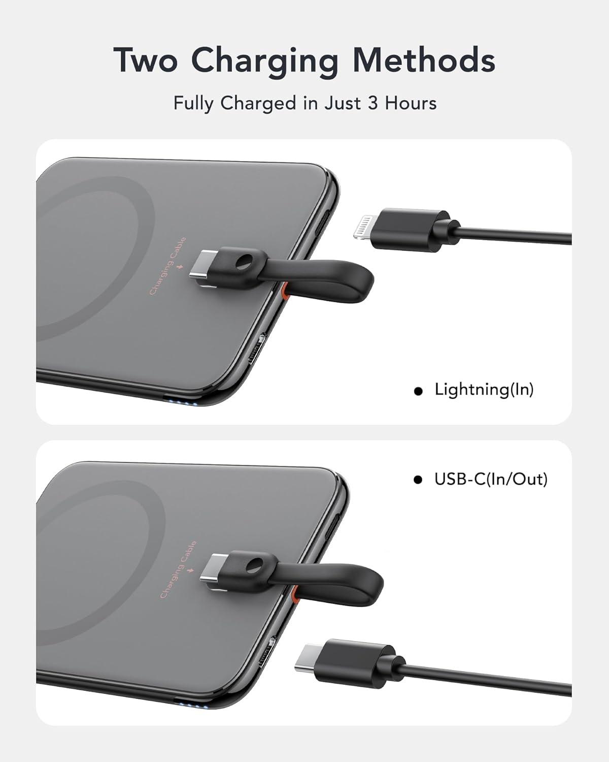 imageVEEKTOMX Slim Portable Charger 5000mAh Lightweight Power Bank with Wired USB C Cable Ultra Thin Battery Pack Compatible with iPhone 15PlusProPro MaxSamsungAndroidNonWireless Charging BlackUSBC Black