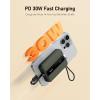 imageVEEKTOMX PD 30W Power Bank Fast Charging with Builtin USB C Cable for iPhone Small Portable Charger 10000mAh Portable Apple Watch Charger Compact Battery Pack for iPhone 161515 Plus YellowLightning Green