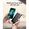 imageVEEKTOMX Portable Charger Builtin Cables 10000mAh Power Bank for iPhone Fast Charge USB C Battery Pack Travel Essentials Powerbank Compatible with iPhone 17161514 Samsung S2524 Android etc20000mAh Black