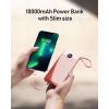 imageVEEKTOMX Portable Charger Builtin Cables Power Bank for iPhone Fast Charge USB C Battery Pack Travel Essentials Powerbank Compatible with iPhone 17161514 Samsung S2524Pink
