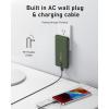 imageVEEKTOMX Portable Charger with Built in Cables 20000mAh Power Bank for iPhone with AC Wall Plug Fast Charging USB C Slim Battery Pack with LED Display Compatible with iPhone151413 SamsungDark Green
