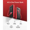 imageVEEKTOMX Portable Charger with Built in Cables 20000mAh Power Bank for iPhone with AC Wall Plug Fast Charging USB C Slim Battery Pack with LED Display Compatible with iPhone151413 Samsung20000mAh BlackRed