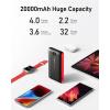 imageVEEKTOMX Portable Charger with Built in Cables 20000mAh Power Bank for iPhone with AC Wall Plug Fast Charging USB C Slim Battery Pack with LED Display Compatible with iPhone151413 Samsung20000mAh BlackRed