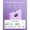 imageVEEKTOMX Small Portable Charger Mini Power Bank 10000mAh PD 225W Fast Charging USBC Battery Bank Travel Essentials Dual Voltage External Portable Powerbank for iPhoneSamsungGoogle Pixel WhitePurple