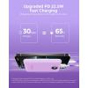 imageVEEKTOMX Small Portable Charger Mini Power Bank 10000mAh PD 225W Fast Charging USBC Battery Bank Travel Essentials Dual Voltage External Portable Powerbank for iPhoneSamsungGoogle Pixel WhitePurple