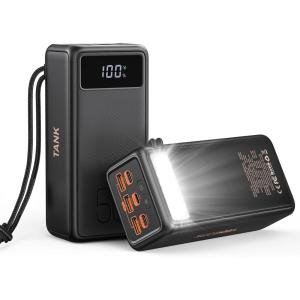 imagePower Bank 56000mah 100w Portable Charger Fast Charging Power Tank USB C with Emergency LED Flashlight Large Capacity External Battery Pack for iPhone Samsung Laptop for Outdoor Camping Travel