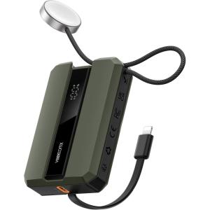 imageVEEKTOMX PD 30W Power Bank Fast Charging with Builtin USB C Cable for iPhone Small Portable Charger 10000mAh Portable Apple Watch Charger Compact Battery Pack for iPhone 161515 Plus YellowLightning Green