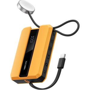 imageVEEKTOMX PD 30W Power Bank Fast Charging with Builtin USB C Cable for iPhone Small Portable Charger 10000mAh Portable Apple Watch Charger Compact Battery Pack for iPhone 161515 Plus YellowUSBC Yellow