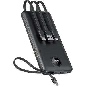 imageVEEKTOMX Portable Charger Builtin Cables 10000mAh Power Bank for iPhone Fast Charge USB C Battery Pack Travel Essentials Powerbank Compatible with iPhone 17161514 Samsung S2524 Android etc10000mAh Black