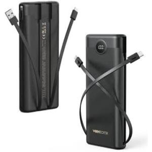 imageVEEKTOMX Portable Charger Builtin Cables 10000mAh Power Bank for iPhone Fast Charge USB C Battery Pack Travel Essentials Powerbank Compatible with iPhone 17161514 Samsung S2524 Android etcMatte Black
