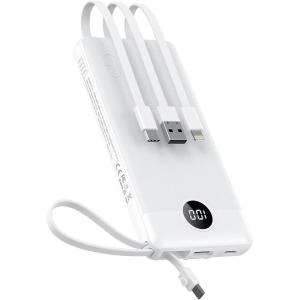 imageVEEKTOMX Portable Charger Builtin Cables10000mAh Power Bank for iPhoneFast Charge USB C Battery Pack Travel Essentials Powerbank Compatible with iPhone 17161514 Samsung S2524 Android etc10000mAh White