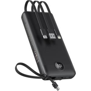 imageVEEKTOMX Portable Charger Builtin Cables10000mAh Power Bank for iPhoneFast Charge USB C Battery Pack Travel Essentials Powerbank Compatible with iPhone 17161514 Samsung S2524 Android etc20000mAh Black