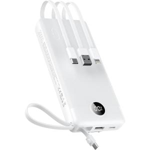 imageVEEKTOMX Portable Charger Builtin Cables10000mAh Power Bank for iPhoneFast Charge USB C Battery Pack Travel Essentials Powerbank Compatible with iPhone 17161514 Samsung S2524 Android etc20000mAh White