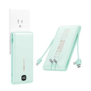 imageVEEKTOMX Portable Charger with Built in Cables 20000mAh Power Bank for iPhone with AC Wall Plug Fast Charging USB C Slim Battery Pack with LED Display Compatible with iPhone151413 SamsungCyan