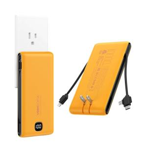 imageVEEKTOMX Portable Charger with Built in Cables 20000mAh Power Bank for iPhone with AC Wall Plug Fast Charging USB C Slim Battery Pack with LED Display Compatible with iPhone151413 SamsungOrange