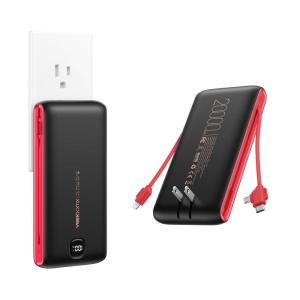 imageVEEKTOMX Portable Charger with Built in Cables 20000mAh Power Bank for iPhone with AC Wall Plug Fast Charging USB C Slim Battery Pack with LED Display Compatible with iPhone151413 Samsung20000mAh BlackRed