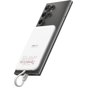 imageVEEKTOMX Slim Portable Charger 5000mAh Lightweight Power Bank with Wired USB C Cable Ultra Thin Battery Pack Compatible with iPhone 15PlusProPro MaxSamsungAndroidNonWireless Charging BlackUSBC White