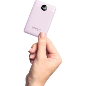 imageVEEKTOMX Small Portable Charger Mini Power Bank 10000mAh PD 225W Fast Charging USBC Battery Bank Travel Essentials Dual Voltage External Portable Powerbank for iPhoneSamsungGoogle Pixel WhitePurple