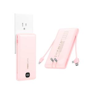 imageVEEKTOMX Portable Charger with Built in Cables 10000mAh Power Bank for iPhone with Wall Plug Travel Essential Fast Charging USB C Slim External Battery Pack for iPhone 17161514 Samsung iPadetc