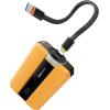imageVEEKTOMX PD 30W Super Fast Charging Portable Charger 10000mAh Small Power Bank with Detachable USB C Dual Ports Builtin Cord Compact Travel Battery Pack Compatible with iPhoneSamsungMacBookiPadAmber Yellow