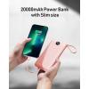 imageVEEKTOMX Portable Charger Builtin Cables 10000mAh Power Bank for iPhone Fast Charge USB C Battery Pack Travel Essentials Powerbank Compatible with iPhone 17161514 Samsung S2524 Android etc20000mAh Pink