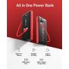 imageVEEKTOMX Portable Charger with Built in Cables 10000mAh Power Bank for iPhone with AC Wall Plug Fast Charging USB C Slim Battery Pack with LED Display Compatible with iPhone 17161514 SamsungBlack Red