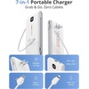 image:imageVEEKTOMX Portable Charger with Built in Cables 10000mAh Power Bank for iPhone with Wall Plug Travel Essential Fast Charging Slim USB C External Battery Pack for iPhone 171615 Samsung iPad etcPure White