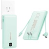 image:imageVEEKTOMX Portable Charger with Built in Cables 10000mAh Power Bank for iPhone with Wall Plug Travel Essential Fast Charging Slim USB C External Battery Pack for iPhone 171615 Samsung iPad etcCyan