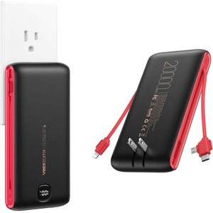 image:imageVEEKTOMX Portable Charger with Built in Cables 10000mAh Power Bank for iPhone with Wall Plug Travel Essential Fast Charging Slim USB C External Battery Pack for iPhone 171615 Samsung iPad etcBLACK